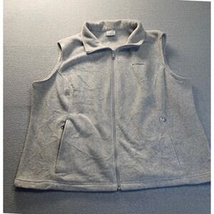 Columbia Womens 3X Gray Fleece Vest Full Zip Plus Size Sleeveless Jacket